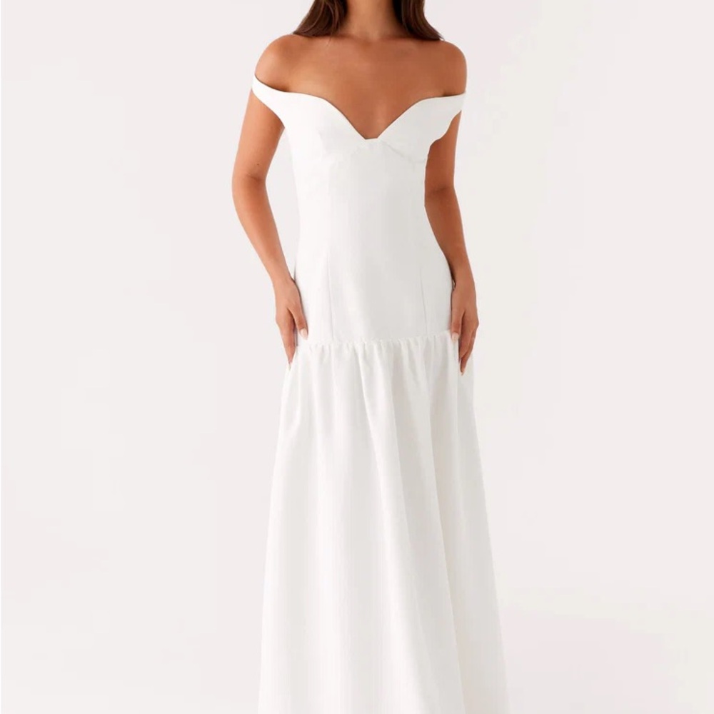 Off-Shoulder White Maxi Dress